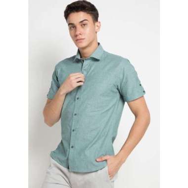 Kemeja Pria Shinny Chambray Short Shirt SS55 RED L