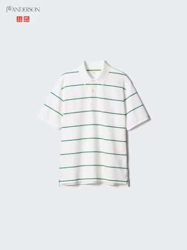 UNIQLO JWA JW ANDERSON Kaos Polo Dry Pique Garis garis garis white M