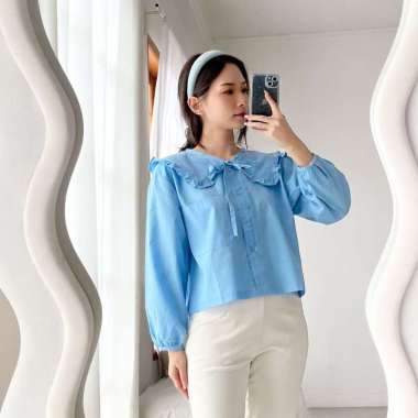 Nuboutique - Eunji Top - Blouse Atasan Wanita Blus Korean BLUE