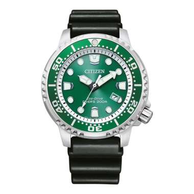 JAM PRIA CITIZEN ORIGINAL RUBBER BLACK WITH GREEN DIAL PROMASTER ECO DRIVE DIVER CITIZEN BN0158-18X 
