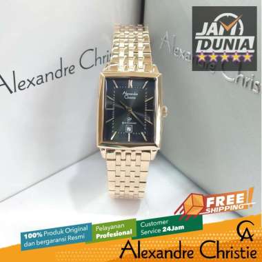 JAM TANGAN WANITA ANALOG KOTAK ALEXANDRE CHRISTIE ORIGINAL ROSE GOLD BLACK 8708 AC 8708 AC8708 ACF87