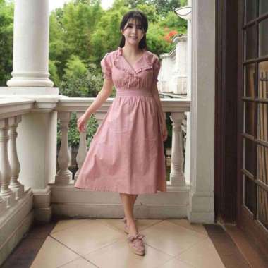 STYLE BUTIK Alice Linen Midi Dress x Silvia YD M Pink