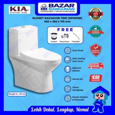Kia - Closet Kloset Toilet Duduk WC Rachavin 7001 Dual Flush Soft Close Siphonic AS 30