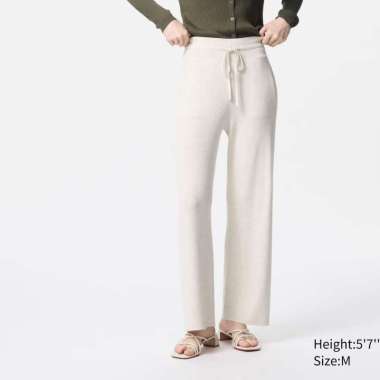 UNIQLO Celana panjang wanita Rib Rajut Ribbed Washable Knit Ribbed Pants natural L