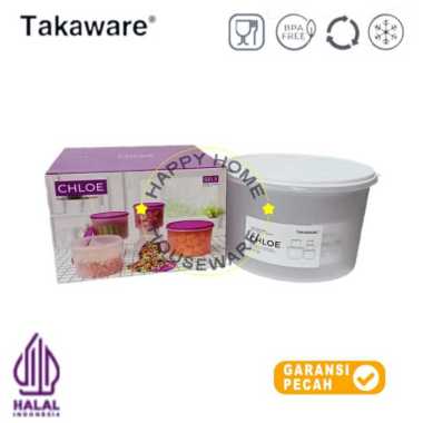 TAKAWARE CHLOE Set Wadah Makanan Plastik Food Container | Sealware | Toples plastik 5pcs + Tas Putih