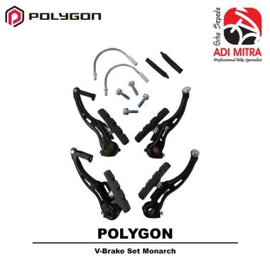Polygon V-Brake Set Sepeda Monarch Rem Set Depan & Belakang Sepeda Anak Lipat MTB BMX