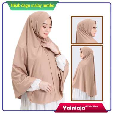 Yainiaja Hijab instan Dagu Jumbo Malay jilbab besar Coffee XL