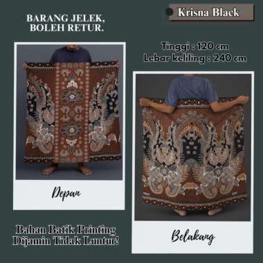 Sarung Batik Bali 555 Dewasa Made in Turkiye Export Quality KRISNA BLACK