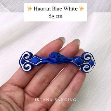 Kancing Cheongsam Satin Haoran Cheongsam Unik Kancing Shanghai | Istana Kancing Blue White