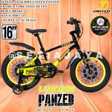 Sepeda Anak BMX 16 Inch UNITED PANZER Frame Steel, Rem V-Brake, Ban Jumbo 3.0, Sepeda Anak Laki-Laki