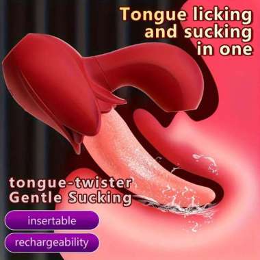 Alat pijat wanita tongue licking dan thrusting massager telescopic vibratorr wanita maju mundur