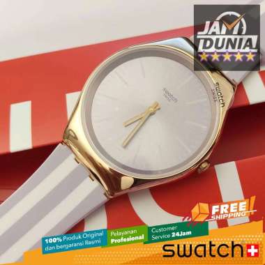 JAM TANGAN WANITA SWATCH ORIGINAL RUBBER PURPLE WHITE SWATCH SYXG130 SWATCH SYXG 130 JAM WANITA NG S