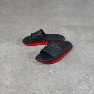 Sandal CHRISTIAN LOUBOUTIN TAKE IT EASY RED BLACK FLAT RUBBER SLIDE 100% ORIGINAL 41