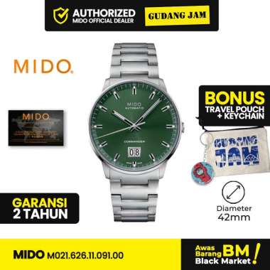Mido M021.626.11.091.00 Commander Big Date 42mm Stainless Steel Jam Tangan Pria Classic Bisnis Elega