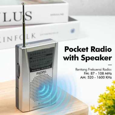 Radio Receiver FM AM Pocket Mini Telescopic Antenna with Speaker - BC-R60 Silver