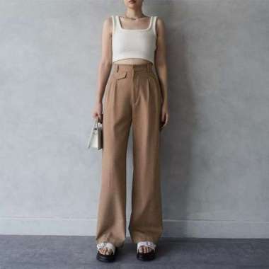 Oro Pant Celana Wanita Panjang Kerja Kulot Loose Pant Highwaist Anti Kusut XL Milo