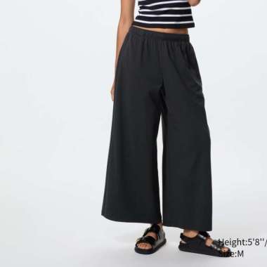 UNIQLO Celana Rok Kulot Katun Washed Cotton Skirt Pants Wanita Black XL