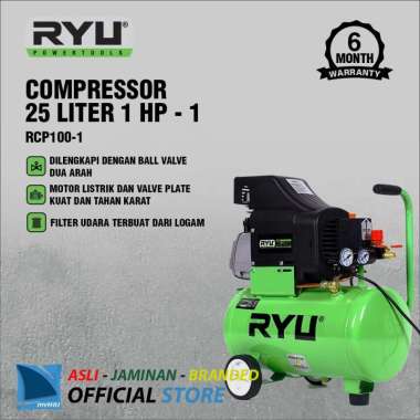 Mesin Kompresor Angin 1 PK Tenaga Listrik 25 Liter Pompa Angin Bengkel Industri - Compressor RYU