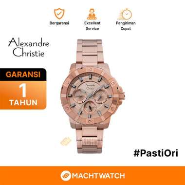 Jam Tangan Wanita Alexandre Christie AC 6609 BF BRGLN Ladies Rose Gold Dial Rose Gold Stainless Stee