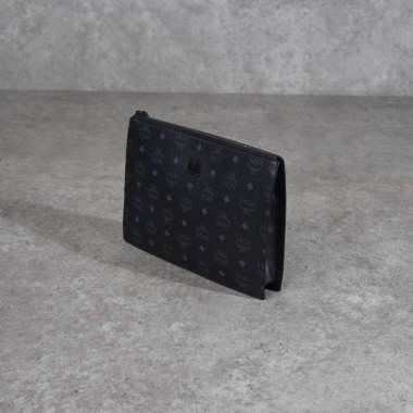Tas MCM VISETOS AREN BLACK WRISTLET CLUTCH WITH HANDLE 100% ORIGINAL Size 29X21X5CM