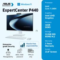 ASUS ExpertCenter P440 [P440VAK-W7152WS] 23.8" FHD/intel 7-240H/DDR5 16G/512G PCIe SSD G4/Win 11 Home + OHS'24 + M365/2YOSS (1Y ADP)/White (TPM/WiFi6/