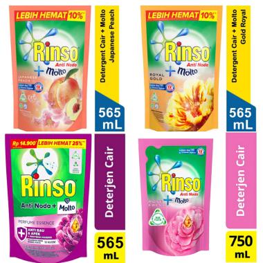 Promo Harga Rinso Liquid Detergent + Molto Japanese Peach 625 ml - Blibli