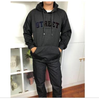 Jaket Sweater Hoodie Pria Reflective STREET Hitam XL
