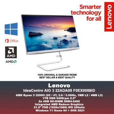 Lenovo PC IdeaCentre AIO 3 Ryzen 3Win10 8GB 1TBHDD 21.5 FHDIPS 58ID