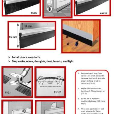 Door Bottom Seal Karet Penutup Bawah Pintu Bahan Alumunium LIST BULU
