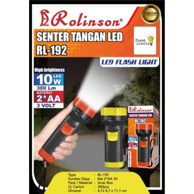 Senter Tangan 10watt LED 300Lm Rolinson Senter Kecil 10w Baterai AA 3V Baterai