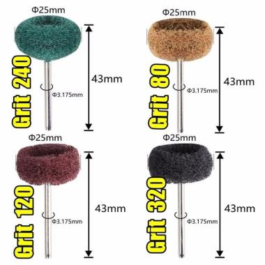 Mata sikat fiber poles mini gerinda Grit Campur metal kayu Set 4pcs Hijau