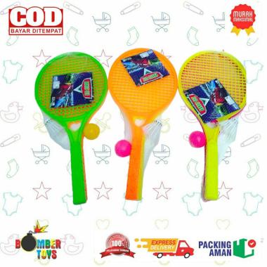 MAINAN ANAK OLAHRAGA RAKET TENIS BADMINTON BESAR SPORT SEPASANG ISI 2