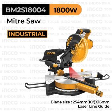 Laser Sliding Mitre Saw 10" Inch INGCO BM2S18004 Mesin Miter Aluminium