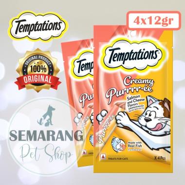Snack Kucing TEMPTATIONS Creamy Pure Salmon Cheese 48gr- Liquid Treat