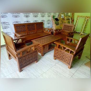 Kursi Meja Tamu Koper Kayu Jati Minimalis Ukir Mebel Jepara