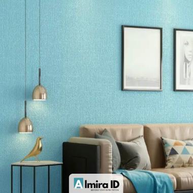 Wallpaper Linen Foam Rol Tebal Wallpaper busa foam Linen Roll Wallpaper Dinding stiker Blue Ocean
