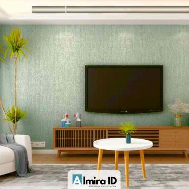 Wallpaper Linen Foam Rol Tebal Wallpaper busa foam Linen Roll Wallpaper Dinding stiker Light Green