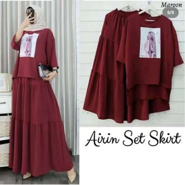 FBT Setelan Rok Wanita Kekinian AIRIN SET SHAKILA BLOUSE + ROK PANJANG Baju Setelan Wanita Muslim On