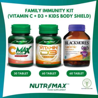 PAKET IMUN KELUARGA NUTRIMAX C MAX D3 DAN BLACKMORES KIDS BODY SHIELD