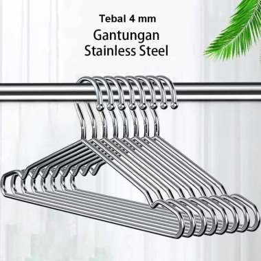 Hanger Gantungan Baju Kawat Stainless Steel Anti karat (@ 10 pcs) 3mm 4mm Dewasa Diameter Kawat 4 mm