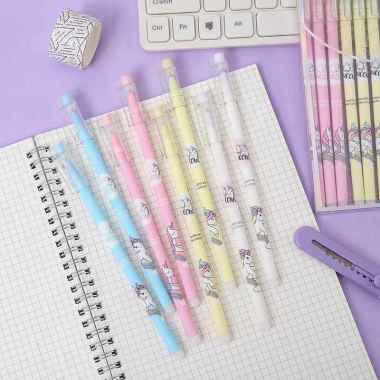 Pulpen Gel Hapus Karakter isi 12 pcs / Pulpen Erasable / Bolpoin Tinta Bisa Di Hapus Alat Tulis Seko