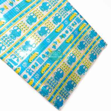 Plastik Kado Hologram Biru Beruang 50x65cm - 1 Ons Isi 11 Lembar