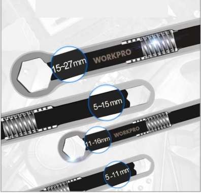 KUNCI INGGRIS MULTIFUNGSI ALL IN 1 WORKPRO / KUNCI BAGO ADJUSTABLE Ukuran Kecil