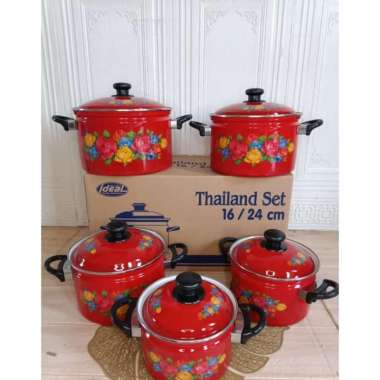 Panci ideal merah /panci ideal putih 1 set ideal panci set ekonomi 16/24 Putih set Instant tanpa Bub