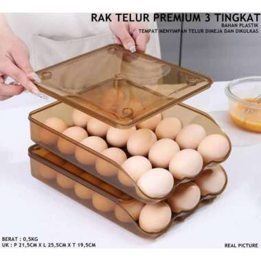 Tempat telur 3 tingkat tempat telor wadah telur storage box organizer rak telur 3 susun