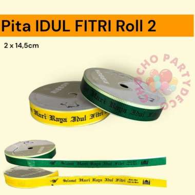 Pita LEBARAN IDUL FITRI Roll 2 cm / Selempang IDUL FITRI Kuning