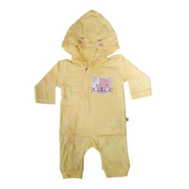 PLEU Jumper Panjang Hoody Cat Romper Bayi Laki-Laki 6 bulan Kuning