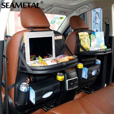ORGANIZER BELAKANG JOK MOBIL/TEMPAT BARANG DI JOK MOBIL BAHAN KULIT PU - SEAESAW Dengan Meja