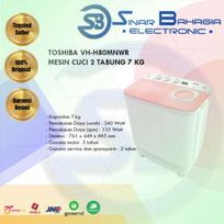 TOSHIBA VH-H80MNWR MESIN CUCI 2 TABUNG 7 KG (NEW) (KHUSUS BANDUNG)