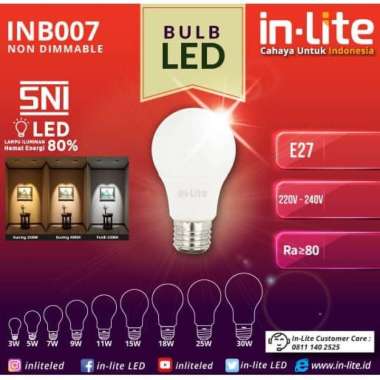 Lampu Bulb Led In-Lite / Inlite INB007- Putih - 15w s/d 30w 30 w